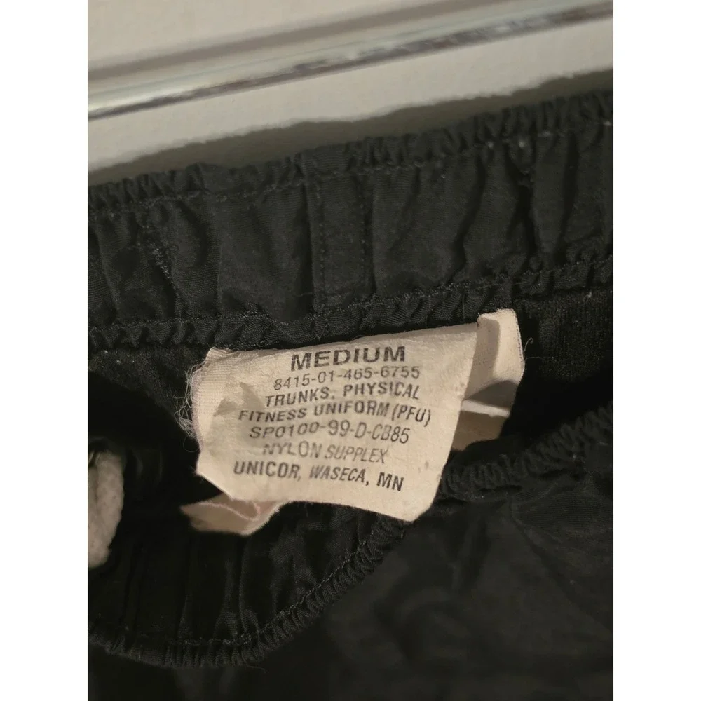 US Army PFU Physical Fitness Uniform Shorts Black Nylon Supplex Medium UNICOR